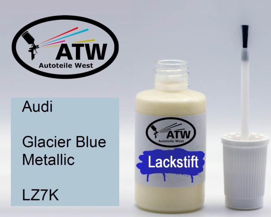 Audi, Glacier Blue Metallic, LZ7K: 20ml Lackstift, von ATW Autoteile West.